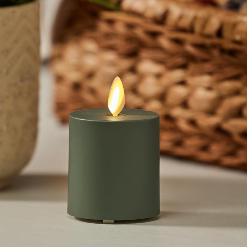 LUMINARA Outdoor Votive Flameless LED Candle, Baked Clay 2" x 3.2", Moving Flame Battery Operated Timer Remote Ready IPX4 Matte Plastic Finish - Image 2